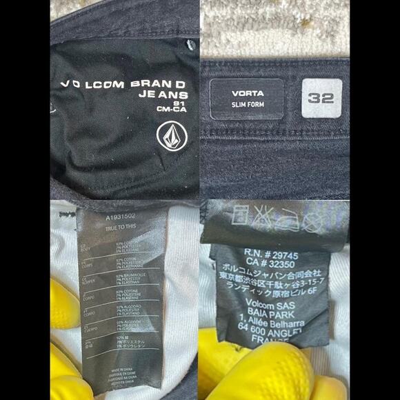 Volcom Vorta Slim Form Black Jeans Men’s 32 Stretch Denim - Picture 2 of 5